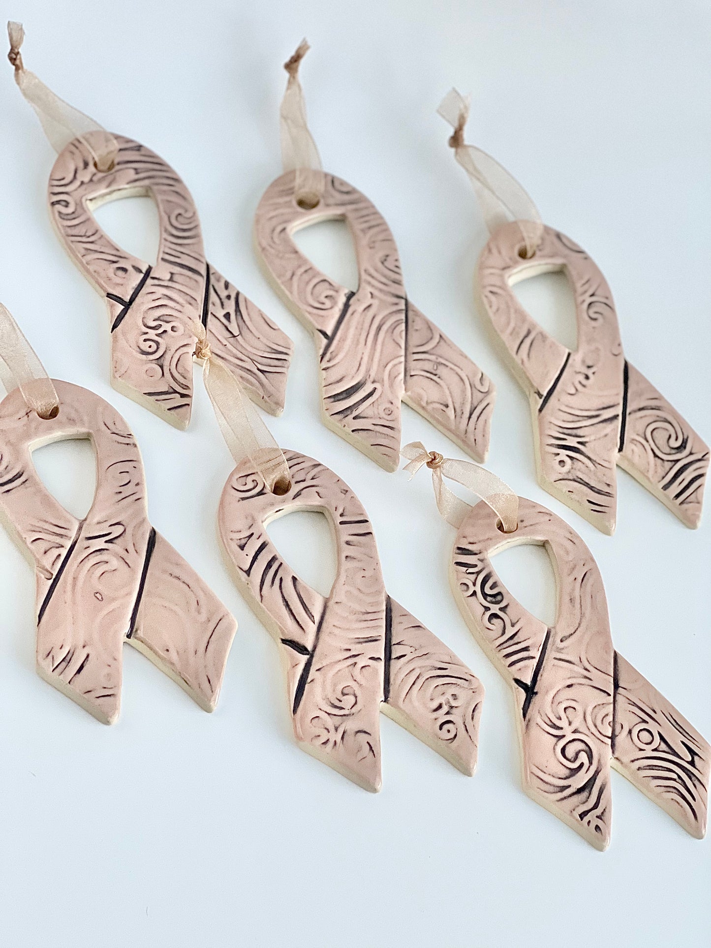 Ceramic Pink Ribbon Ornament