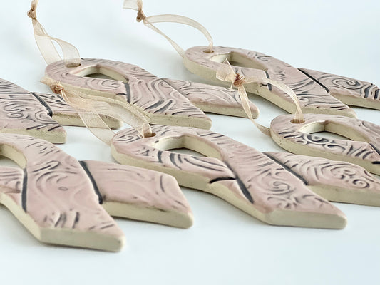 Ceramic Pink Ribbon Ornament