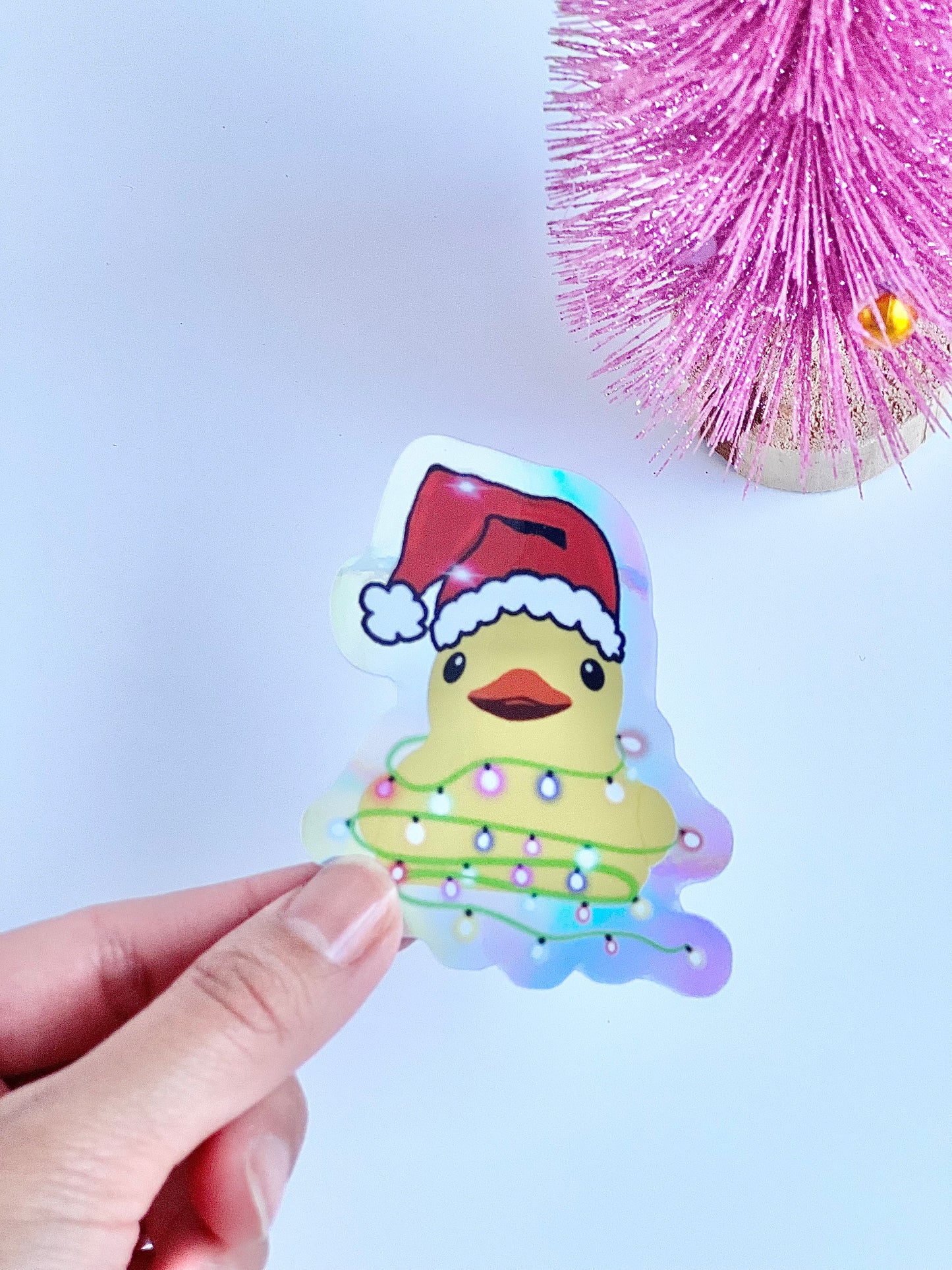Holiday Duck Holographic Sticker