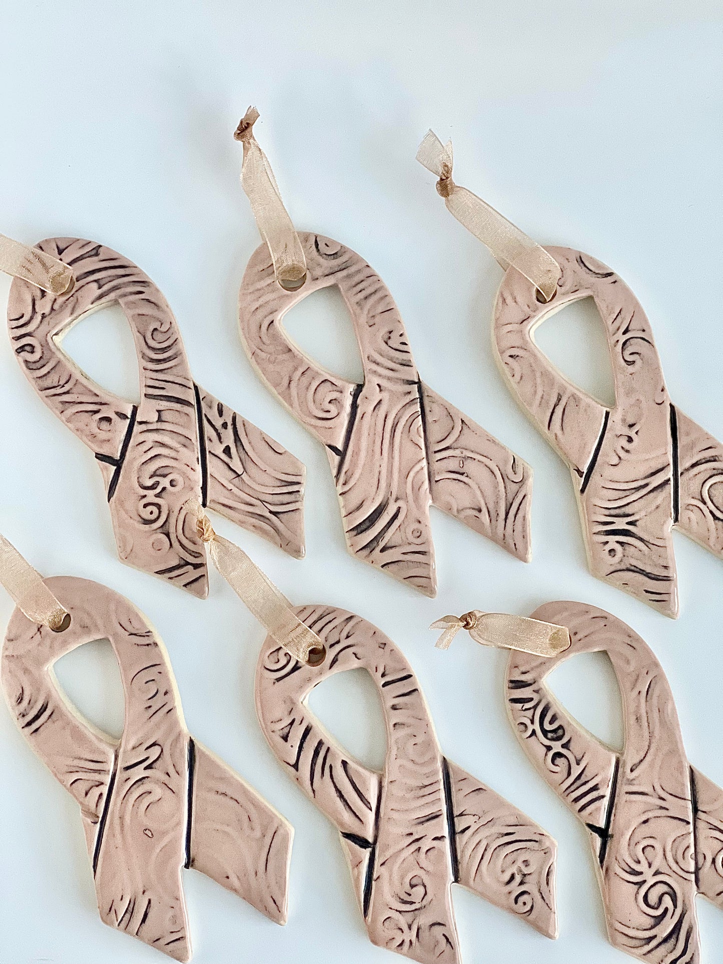Ceramic Pink Ribbon Ornament